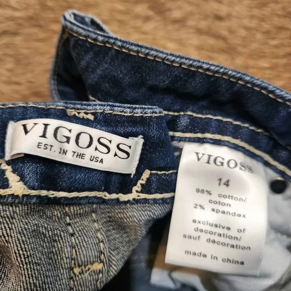 Vigoss Women's Slim Leg Jeans - Blue with Tan Stitching - Picture 3 of 3